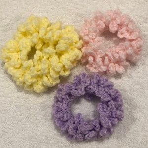 Scrunchies bundle of 3. Hand made crocheted.